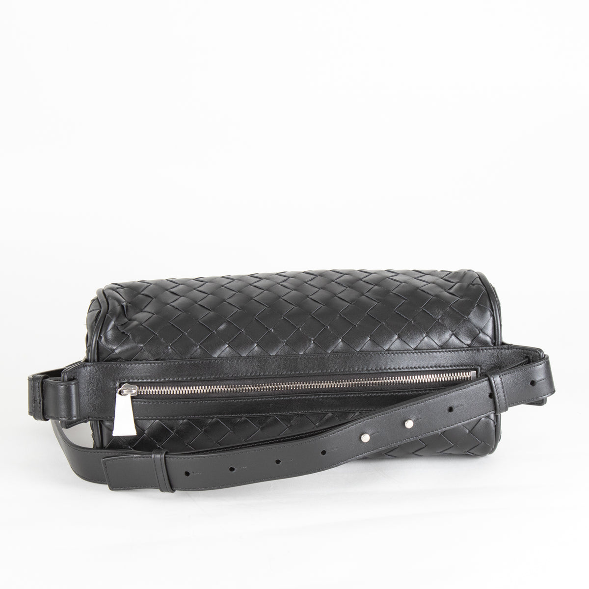 Bottega Veneta Black Intrecciato Woven Crossbody Bag