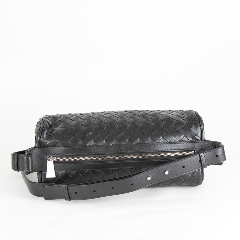 Bottega Veneta Black Intrecciato Woven Crossbody Bag