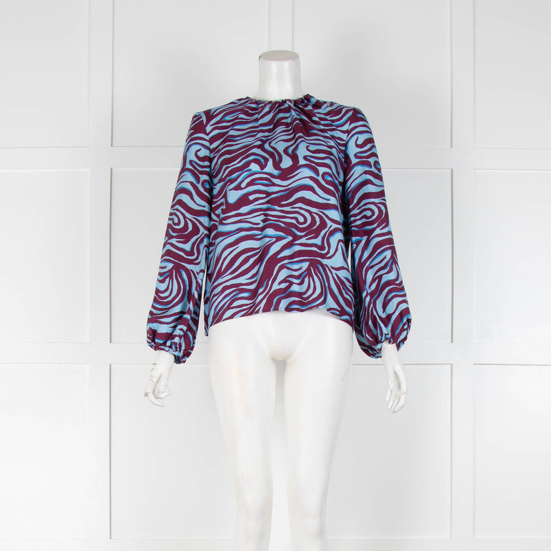 La Double J Purple Blue Zebra Print Long Sleeve Top