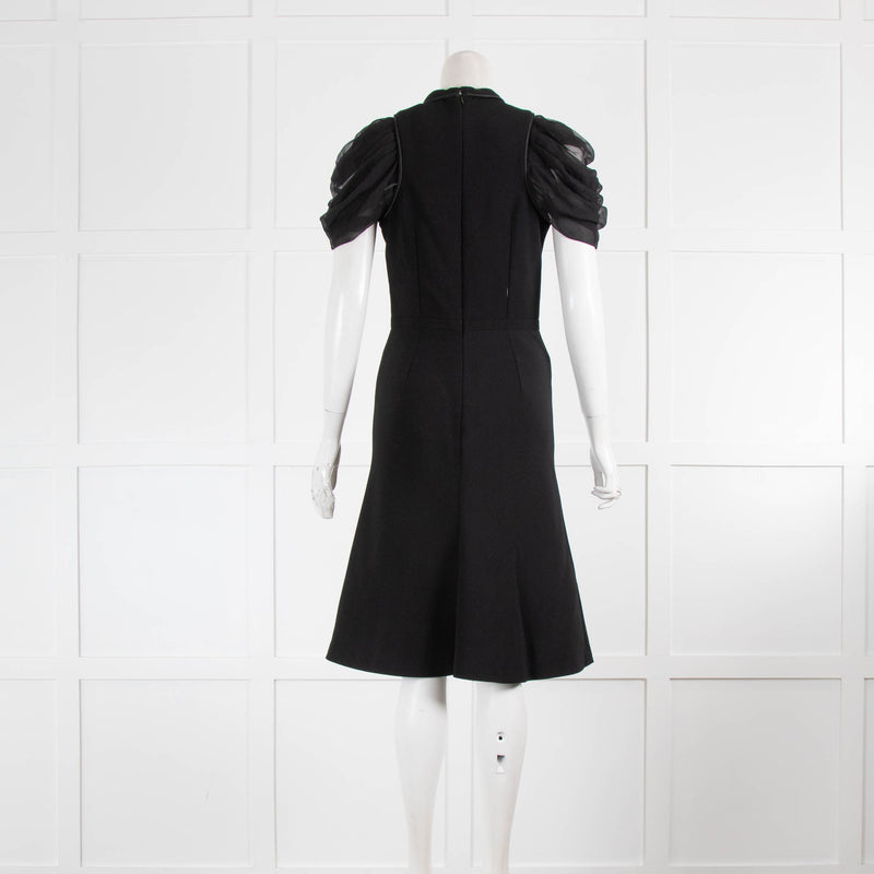 Alexander McQueen Black Fitted Dress With Silk Chiffon Sleeves