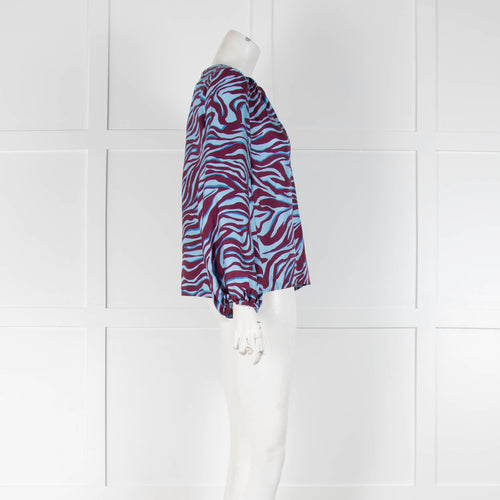 La Double J Purple Blue Zebra Print Long Sleeve Top