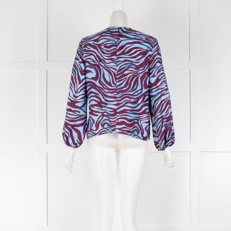 La Double J Purple Blue Zebra Print Long Sleeve Top