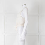Alice + Olivia White Crochet Knit Tank with Drawstring Waist
