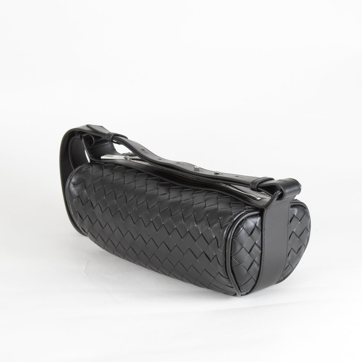 Bottega Veneta Black Intrecciato Woven Crossbody Bag