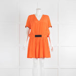 Victoria Victoria Beckham Orange Silk Dropped Waist Dress With Black Detail