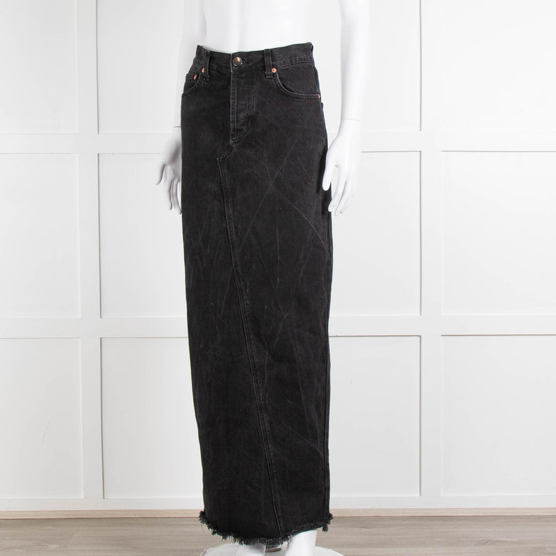 Raey Black Denim Long Pencil Skirt