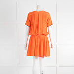 Victoria Victoria Beckham Orange Silk Dropped Waist Dress With Black Detail