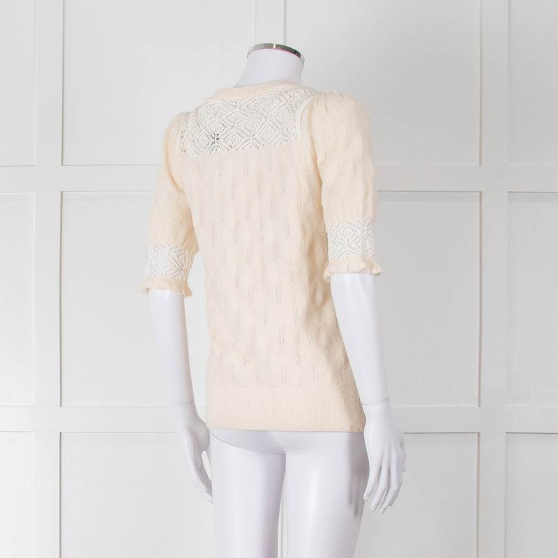 YaYa Woman Cream Lace Yolk Shortsleeve Jumper