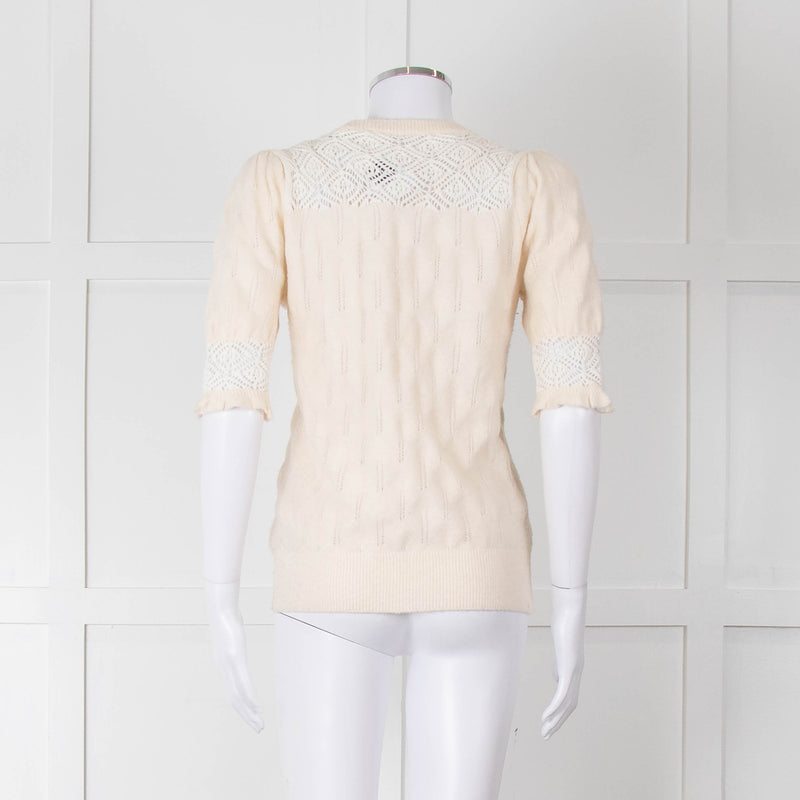 YaYa Woman Cream Lace Yolk Shortsleeve Jumper