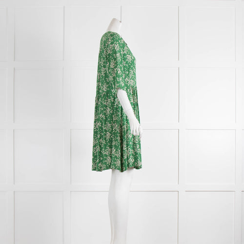ba&sh Green Patterned 3/4 Sleeve Dress