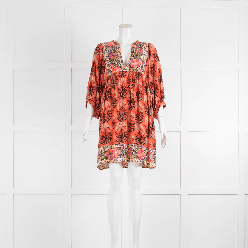 Ba&Sh Orange Multicolour Smock Dress