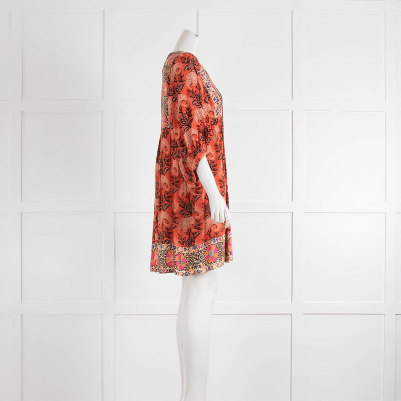 Ba&Sh Orange Multicolour Smock Dress
