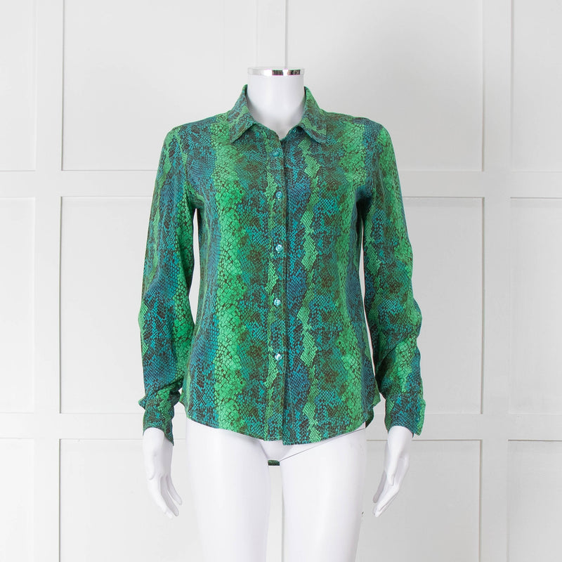 Primrose Park Green Snake Print Silk Blouse