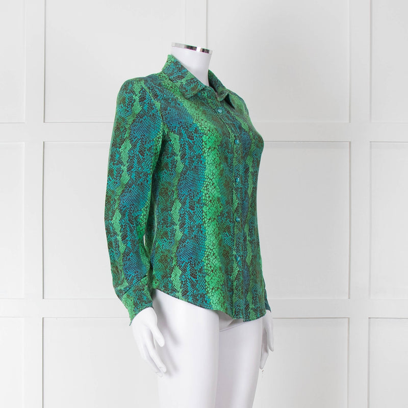Primrose Park Green Snake Print Silk Blouse