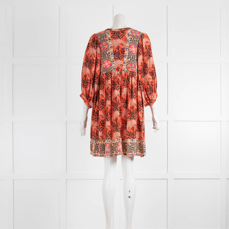 Ba&Sh Orange Multicolour Smock Dress