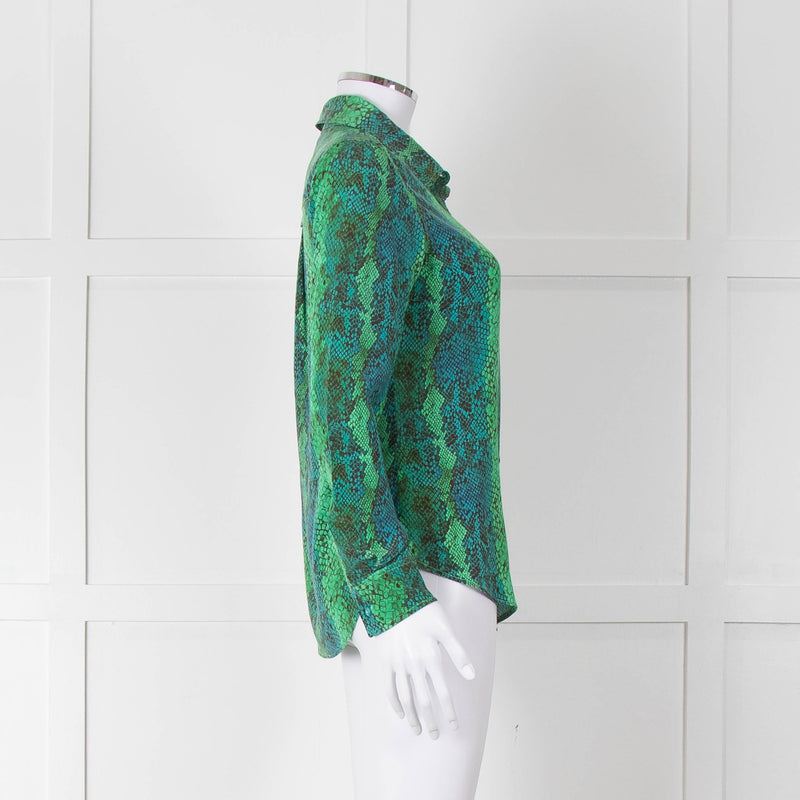 Primrose Park Green Snake Print Silk Blouse