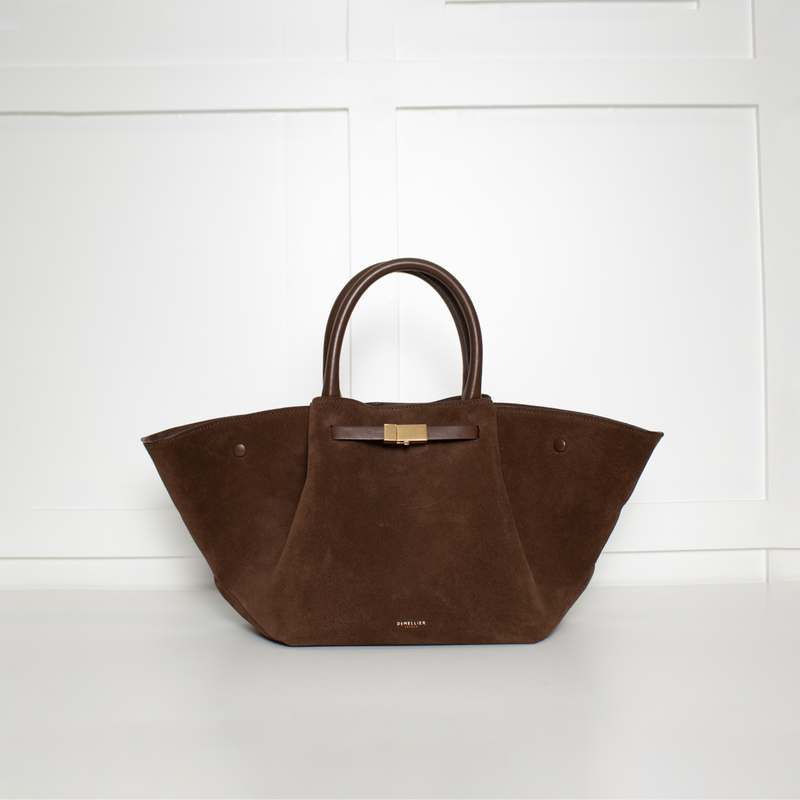 De Mellier Dark Brown Suede Midi New York Tote