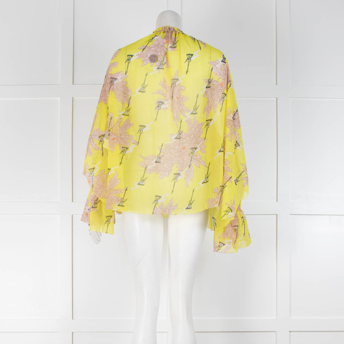 Zadig & Voltaire Yellow Floral Patterned Sheer Blouse
