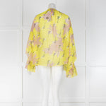 Zadig & Voltaire Yellow Floral Patterned Sheer Blouse
