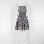 Oscar De La Renta Navy White Tweed Sleeveless Dress