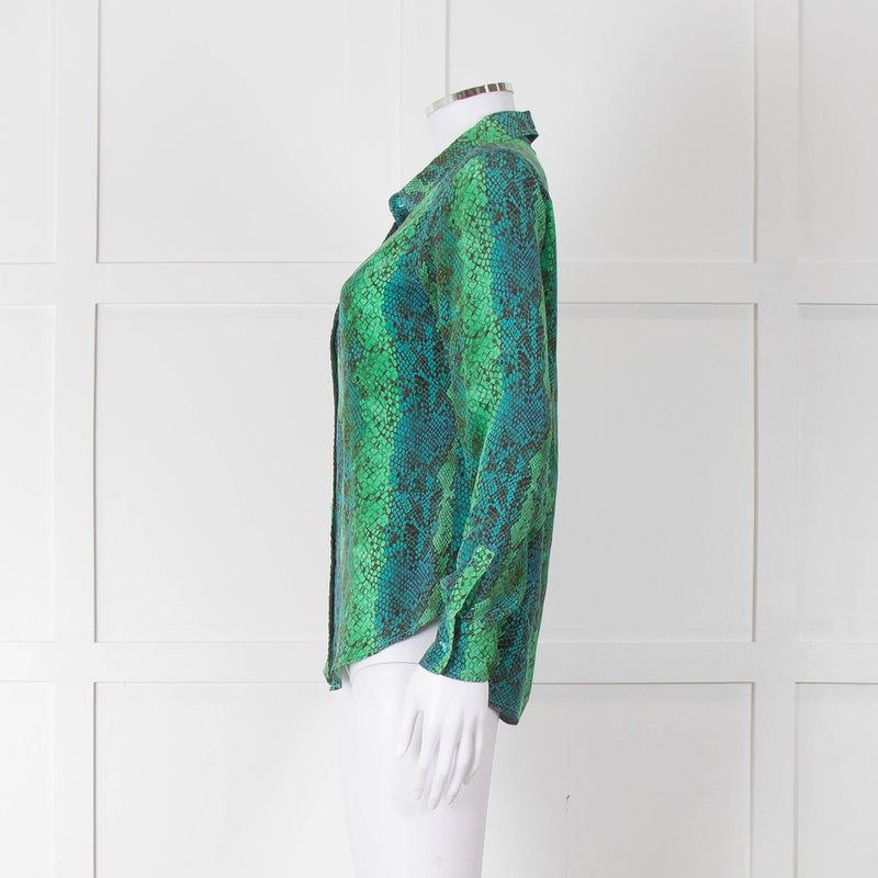 Primrose Park Green Snake Print Silk Blouse