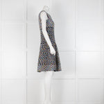 Oscar De La Renta Navy White Tweed Sleeveless Dress