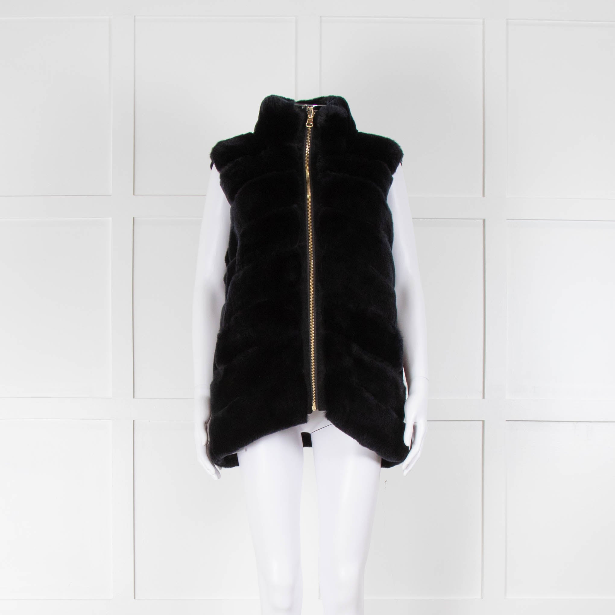 N.Peal Black Rex Rabbit Fur Reversible Gilet – Phoenix Style