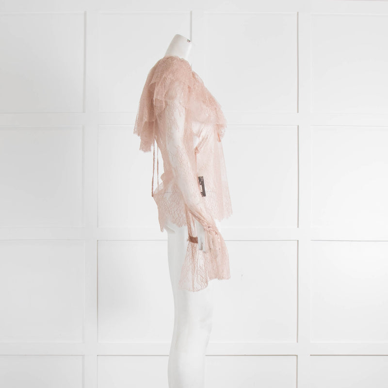 Philosophy Di Lorenzo Serafini Pink Lace L/S Blouse With Neck Frill