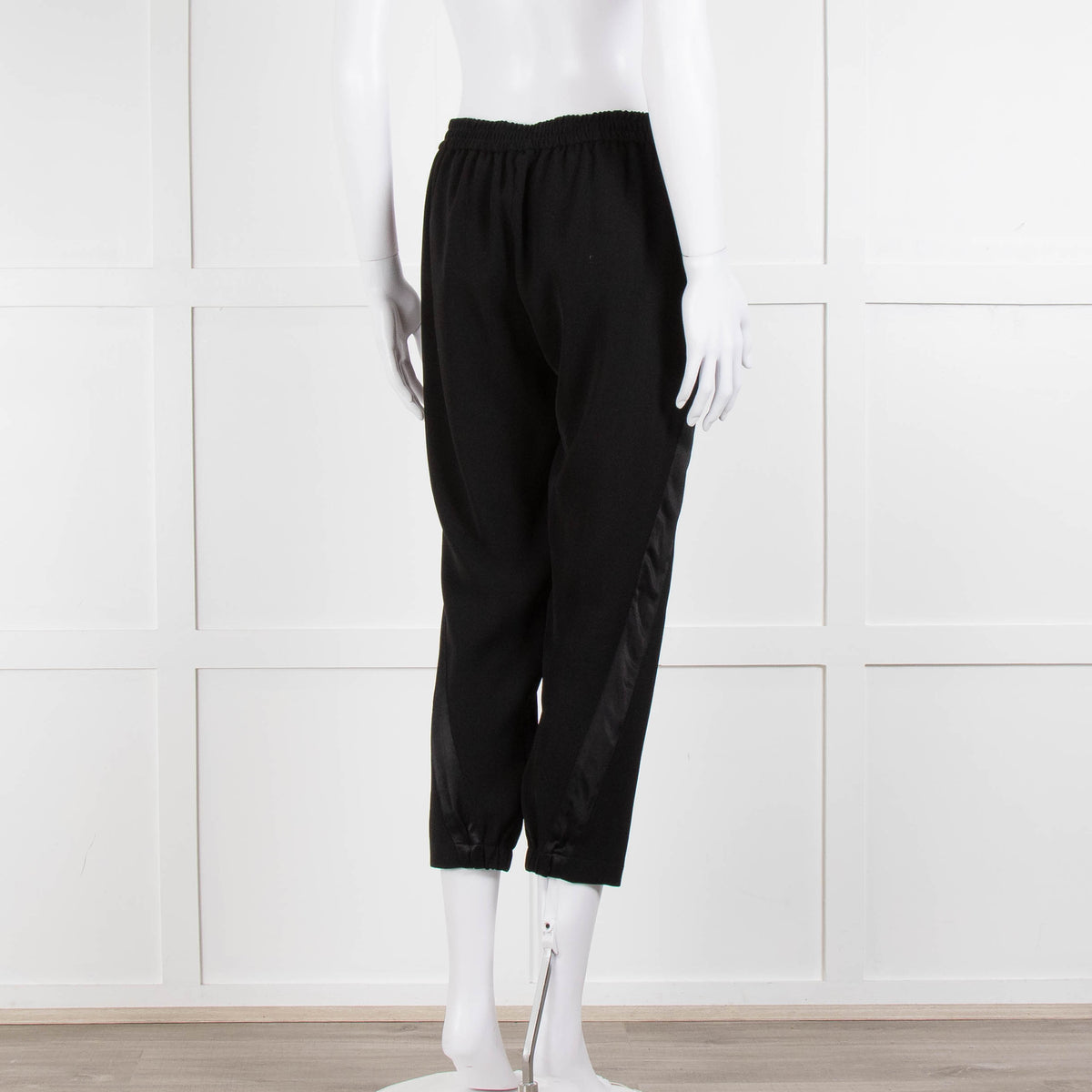 Theory Black Satin Strap Detail Elasticated Waist Trousers