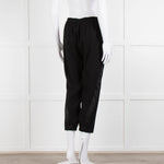 Theory Black Satin Strap Detail Elasticated Waist Trousers