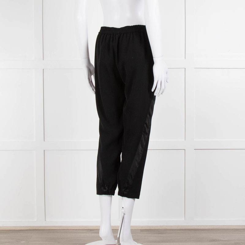 Theory Black Satin Strap Detail Elasticated Waist Trousers