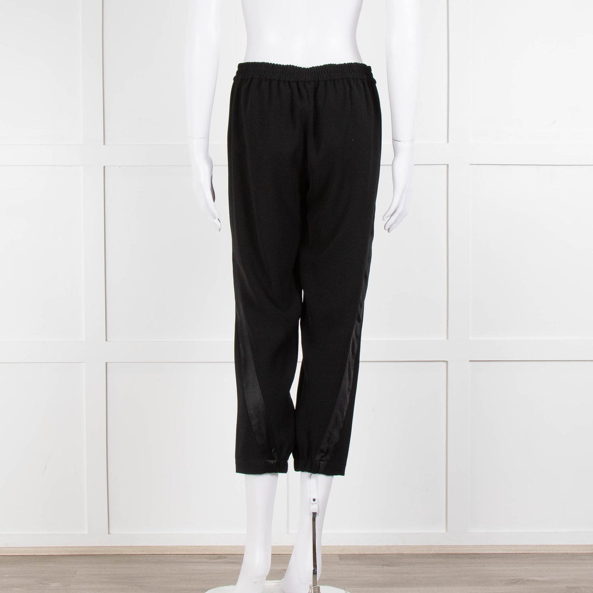 Theory Black Satin Strap Detail Elasticated Waist Trousers