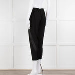 Theory Black Satin Strap Detail Elasticated Waist Trousers