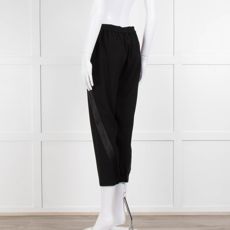 Theory Black Satin Strap Detail Elasticated Waist Trousers