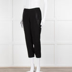 Theory Black Satin Strap Detail Elasticated Waist Trousers