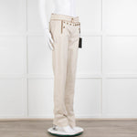 Dolce & Gabbana Beige Gold Button Front  Sailor Trousers