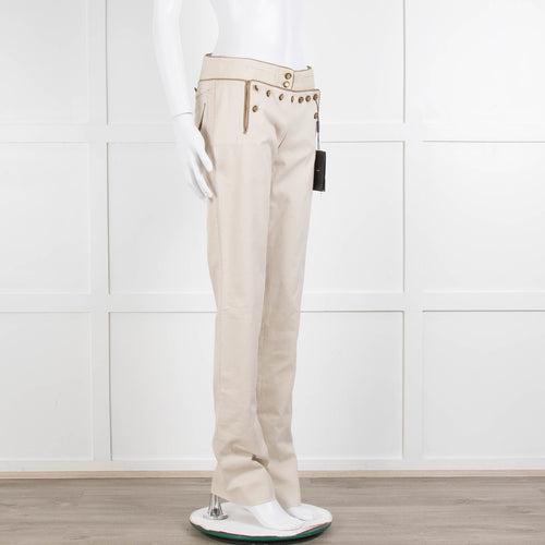 Dolce & Gabbana Beige Gold Button Front  Sailor Trousers