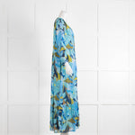 Luisa Cerano Blue Green Floral V Neck Dress