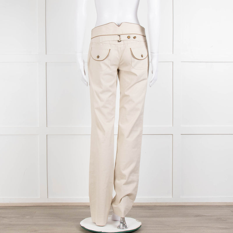 Dolce & Gabbana Beige Gold Button Front  Sailor Trousers