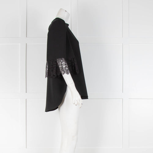 See By Chloe Black Lace Trim Short Sleeve Top
