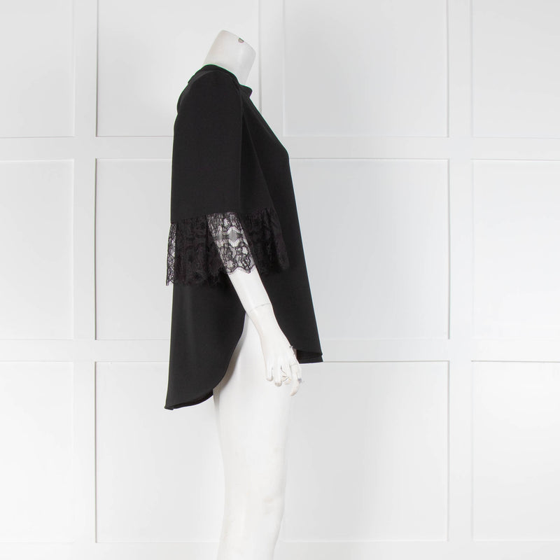 See By Chloe Black Lace Trim Short Sleeve Top