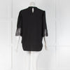 See By Chloe Black Lace Trim Short Sleeve Top