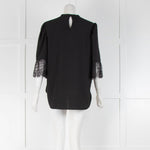 See By Chloe Black Lace Trim Short Sleeve Top