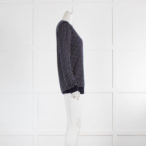 Alexander McQueen Navy V Neck Sweater With White Spots