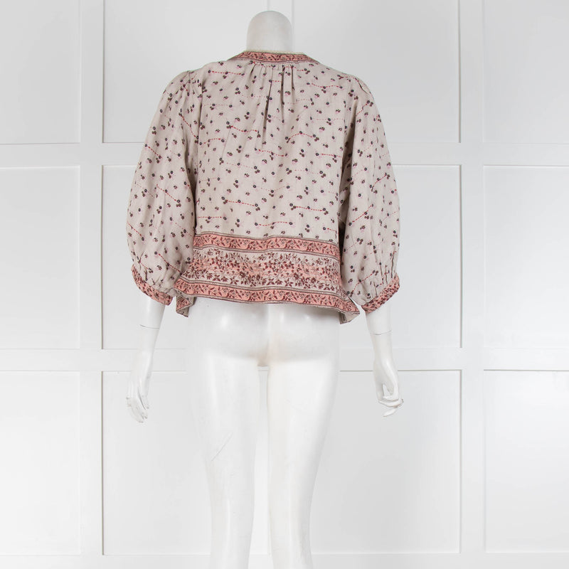 MABE Pale Pink Floral Block Print Linen Jacket