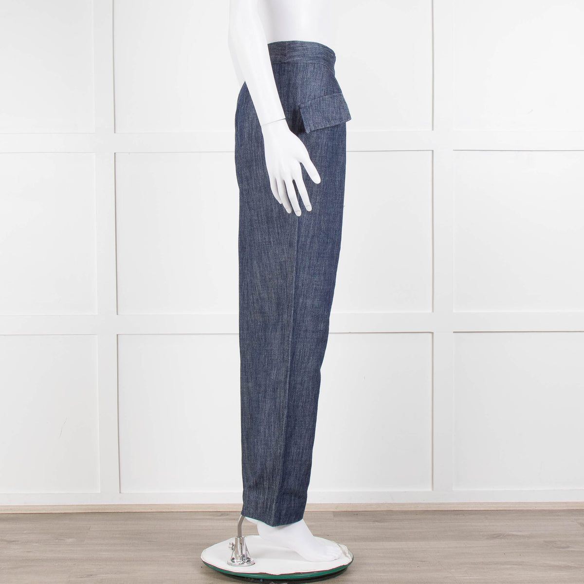 Adam Lippes Blue Denim Front Pleated Pocket Detail Trousers