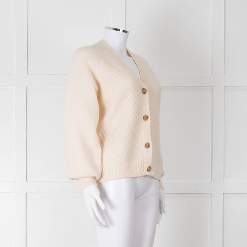 Selected Femme Cream Chevron Knit Alpaca Mix Cardigan
