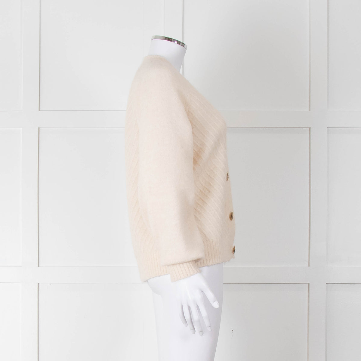 Selected Femme Cream Chevron Knit Alpaca Mix Cardigan