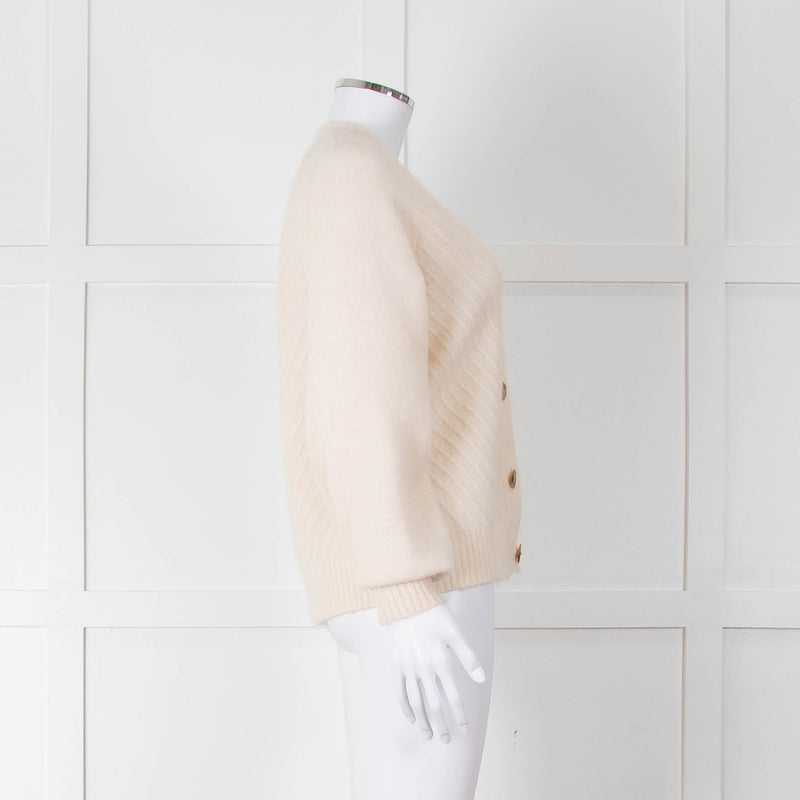 Selected Femme Cream Chevron Knit Alpaca Mix Cardigan