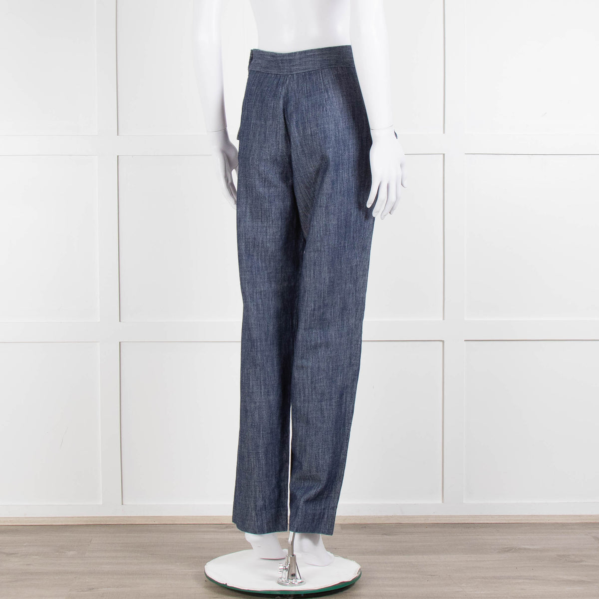 Adam Lippes Blue Denim Front Pleated Pocket Detail Trousers